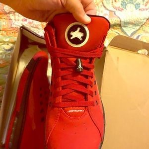 Size 10 1/2 red and black and white Jordans